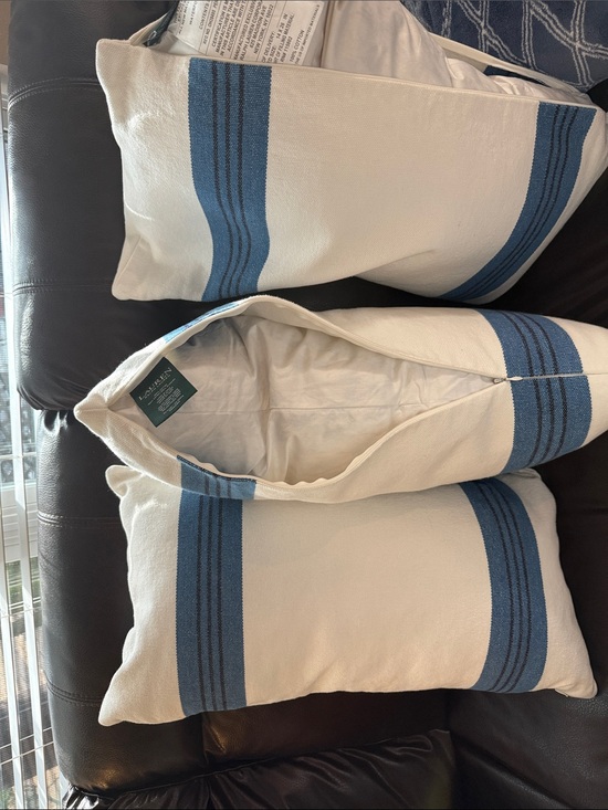 Ralph Lauren Other - Ralph Lauren Cream and Blue Striped Canvas Throw Pillows